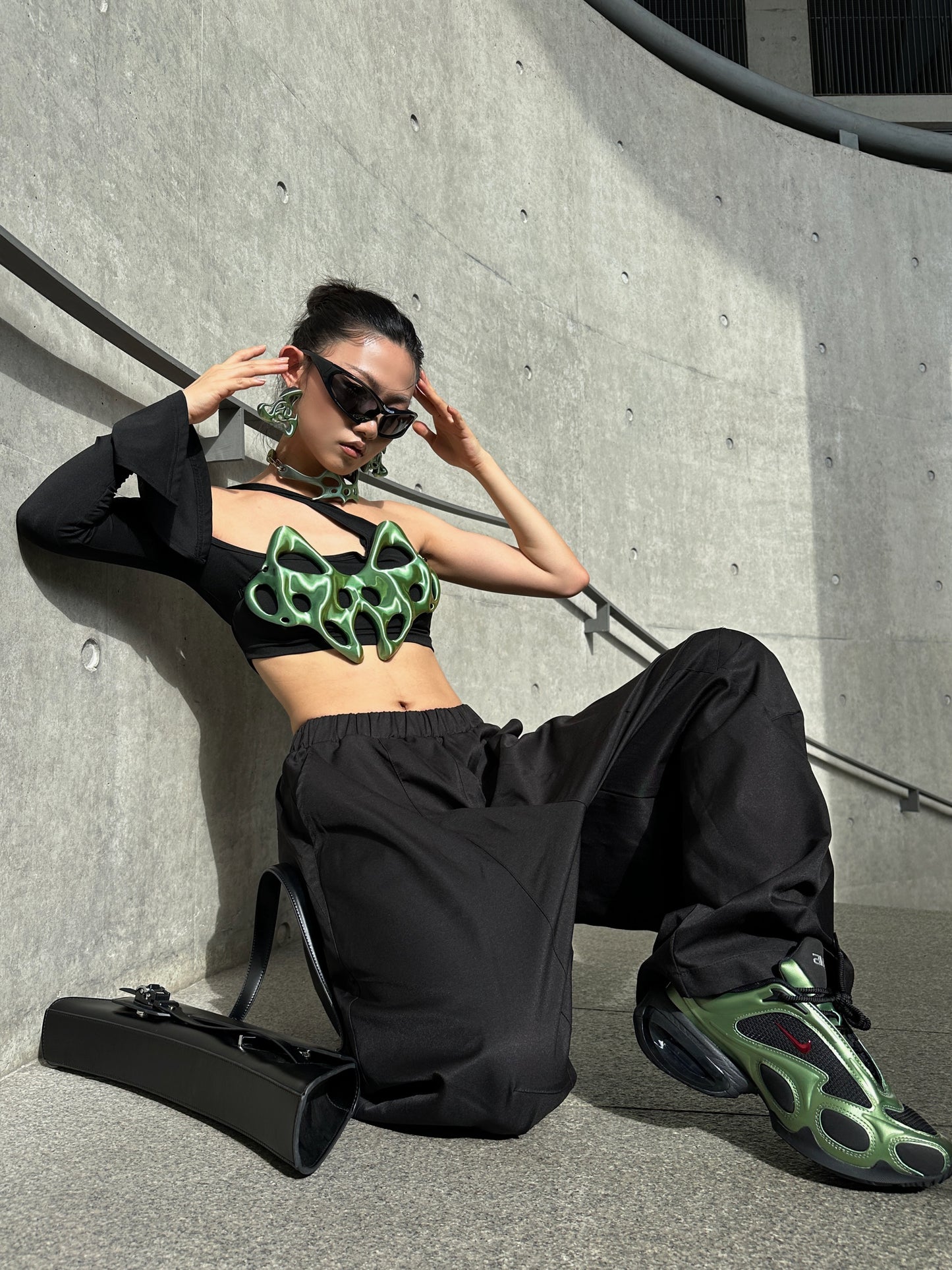 YALA.Lab | 3D Printed Hollowed-out Future Tech-sense Y3K Spicy Girl Skeleton Breastplate