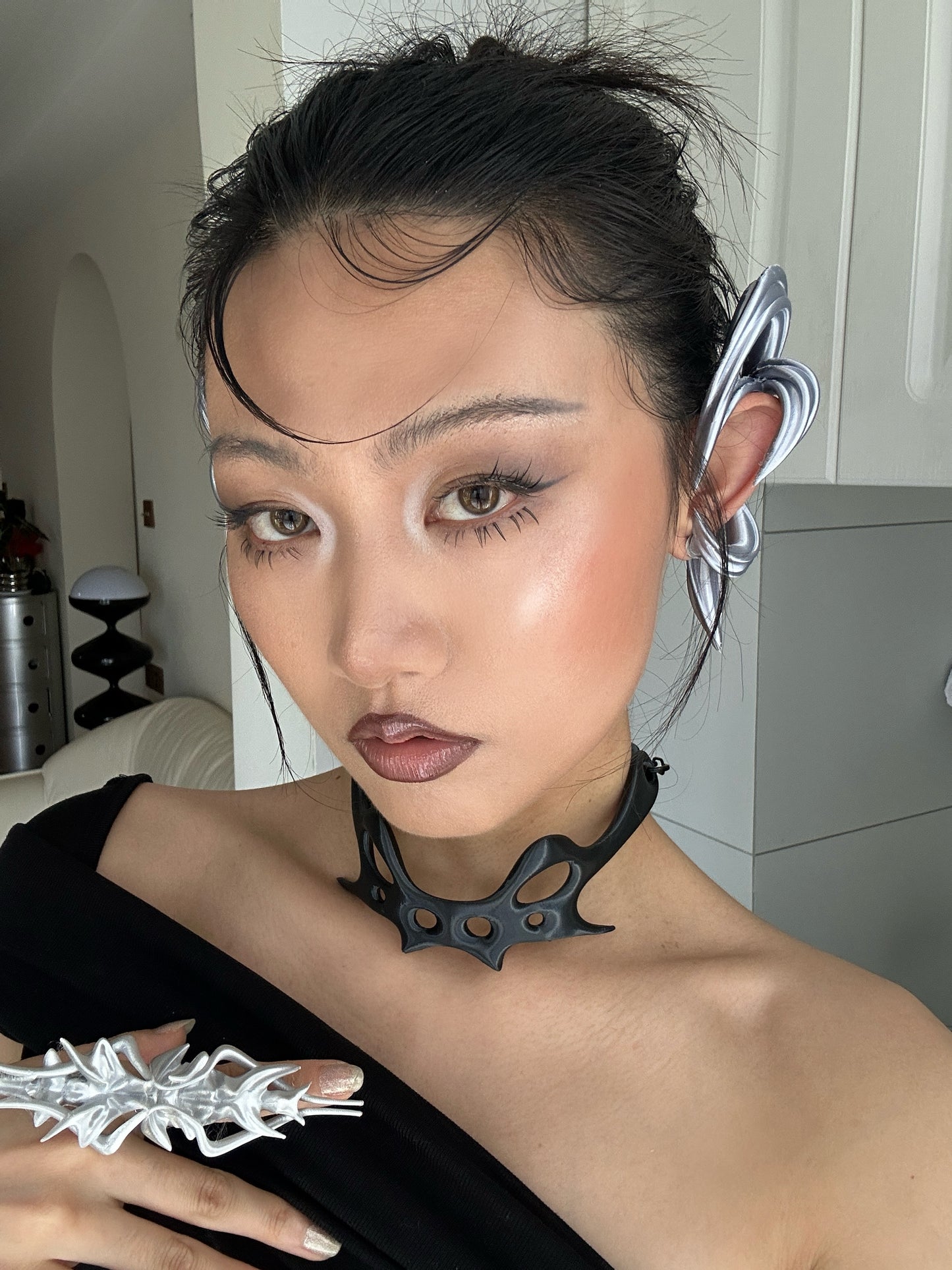 YALA.Lab | 3D Printed Hollowed-out Future Tech-sense Y3K Spicy Girl Skeleton Choker