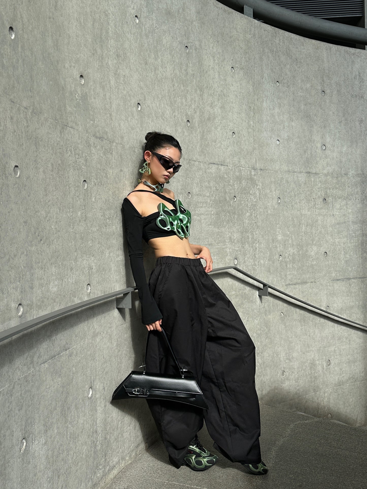 YALA.Lab | 3D Printed Hollowed-out Future Tech-sense Y3K Spicy Girl Skeleton Breastplate