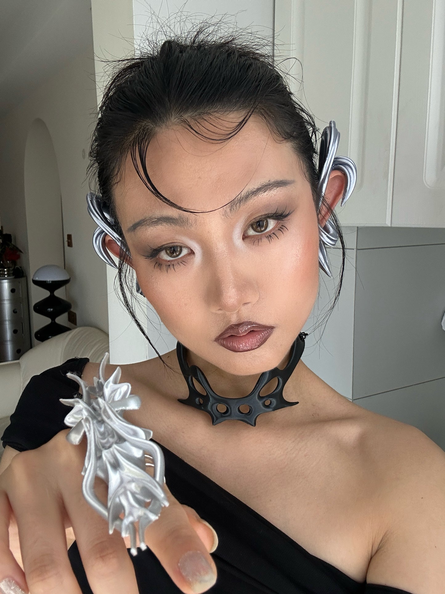 YALA.Lab | 3D Printed Hollowed-out Future Tech-sense Y3K Spicy Girl Skeleton Choker