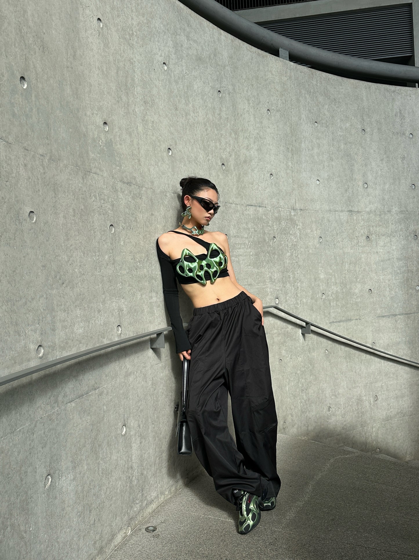 YALA.Lab | 3D Printed Hollowed-out Future Tech-sense Y3K Spicy Girl Skeleton Breastplate