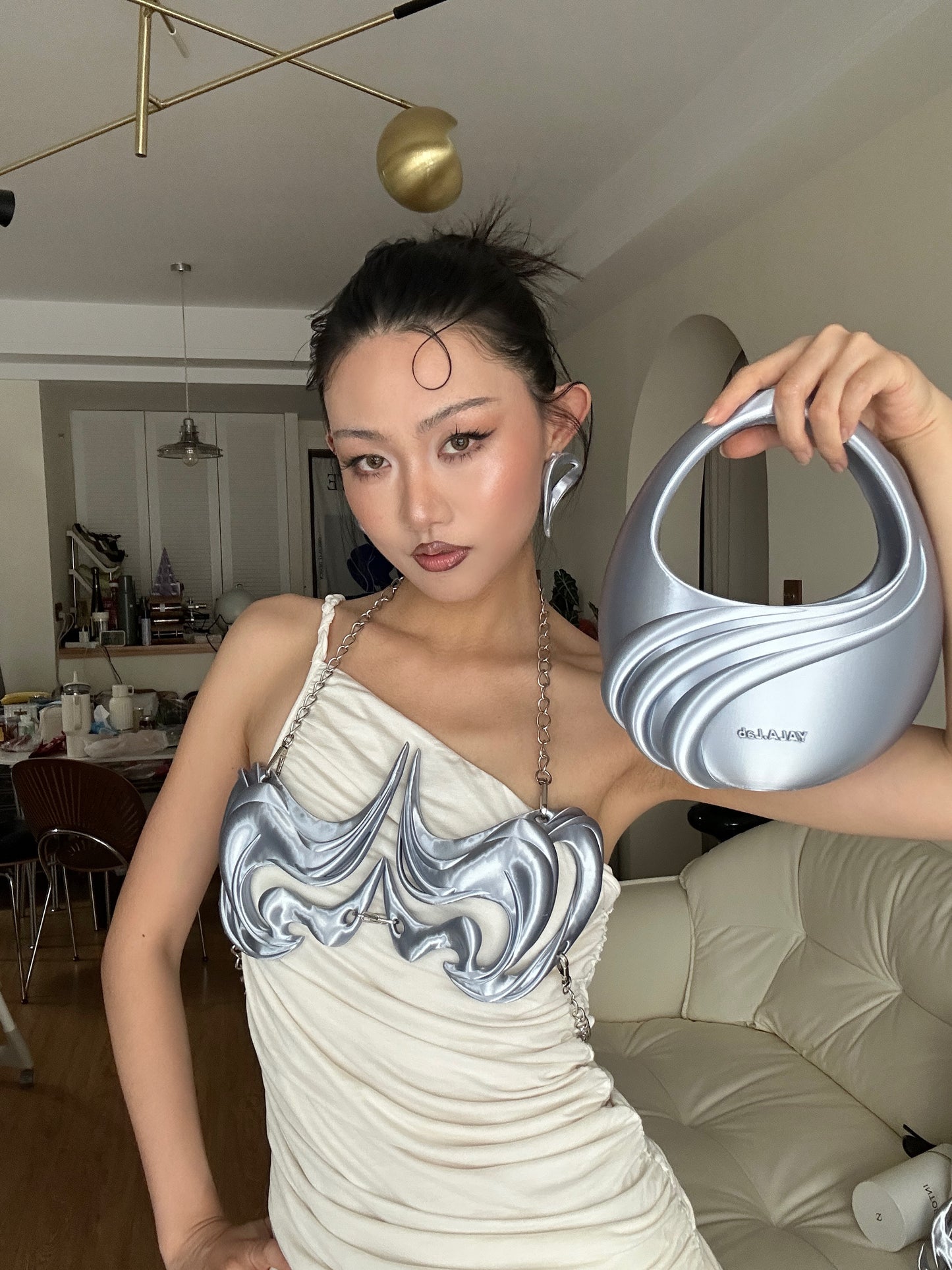 YALA.Lab | 3D Printed Futuristic Y3K Eggshell Bag with Streamlined Tech Sensation