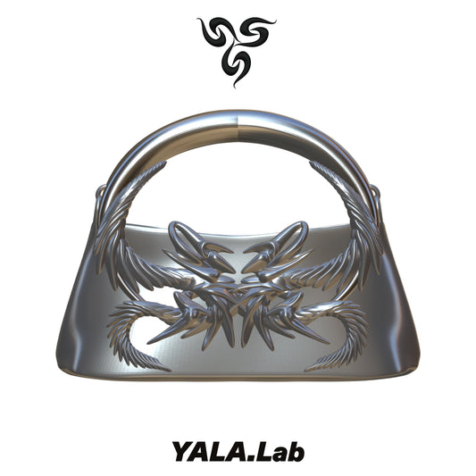 YALA.Lab | 3D Printed Cyber Mantis Handle Bag - Futuristic Tech Sensation Y3K Bag • Silver Handle Bag