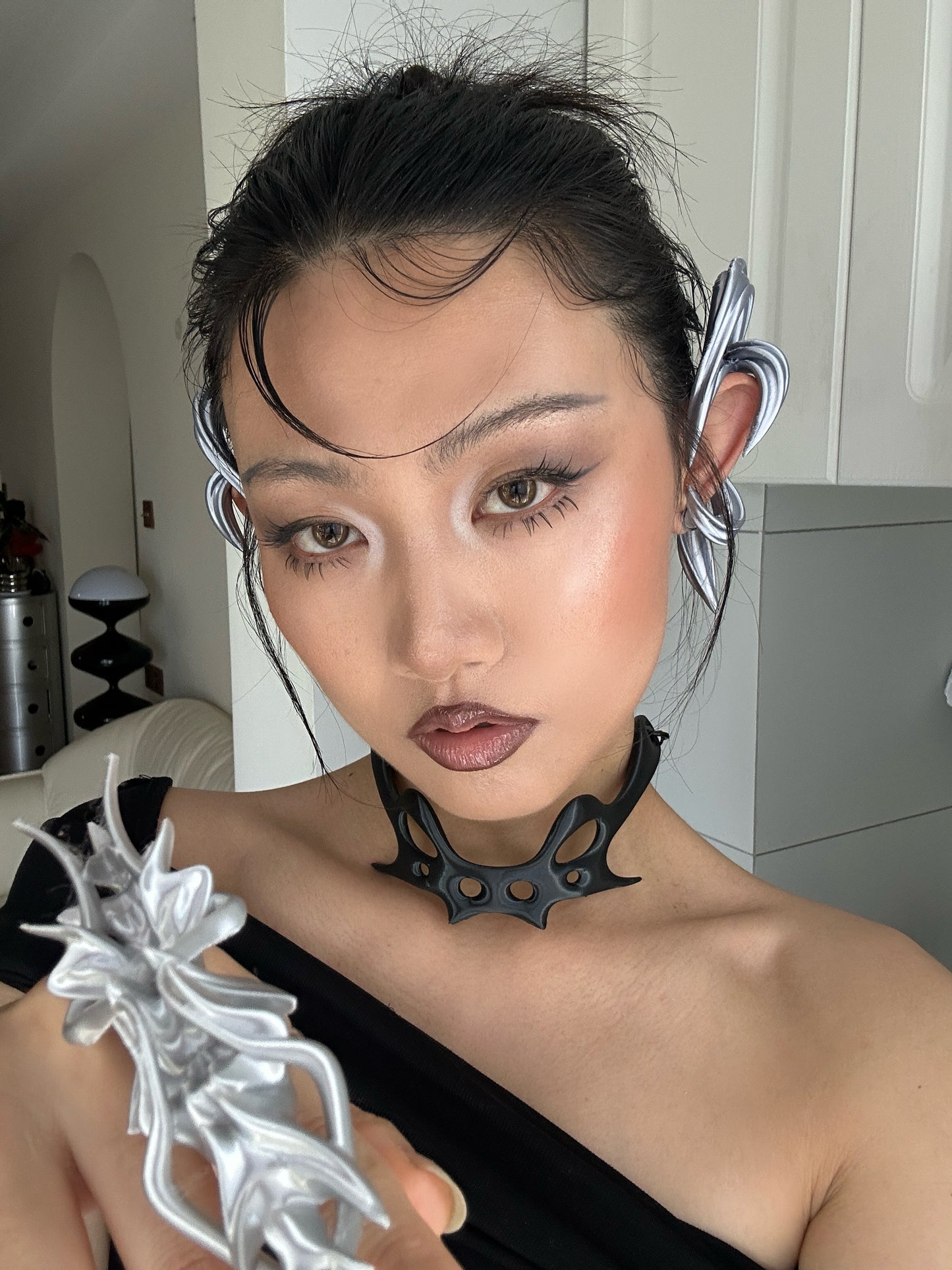YALA.Lab | 3D Printed Hollowed-out Future Tech-sense Y3K Spicy Girl Skeleton Choker