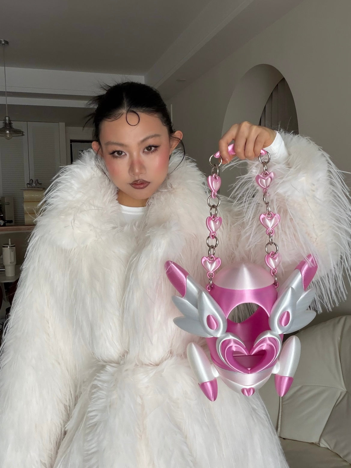 YALA.Lab|3Dprinting heart pink cute and versatile Little Rocket Sakura design pink bag