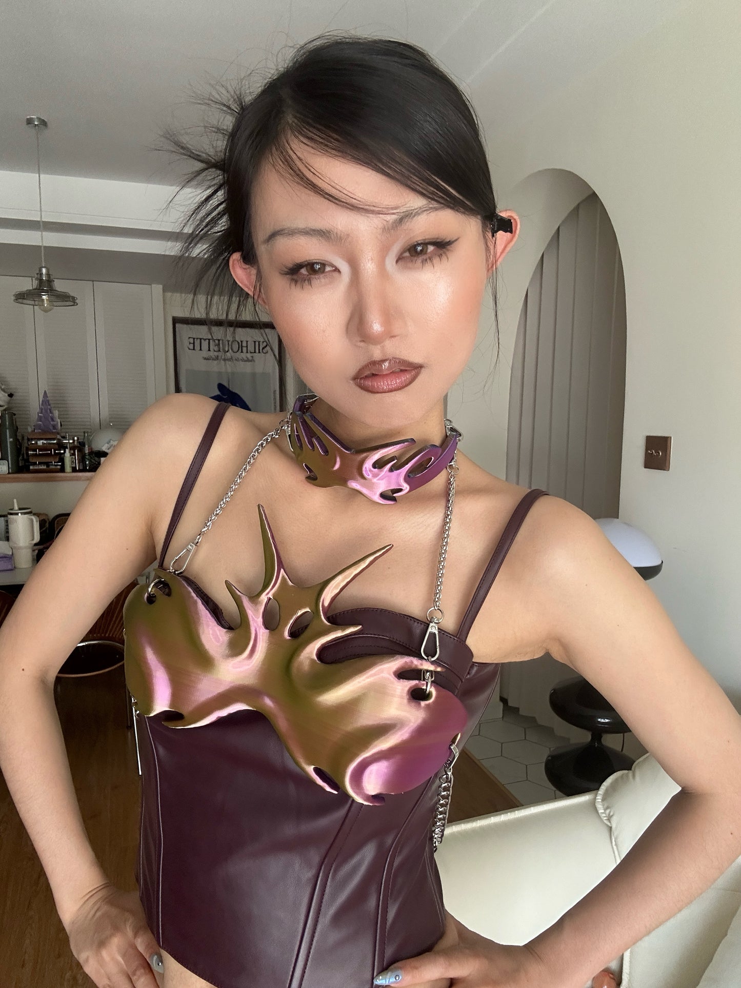 YALA.Lab | 3D Printed Futuristic Mech-Jin Tech-Spangled Chameleon Armor Choker Set