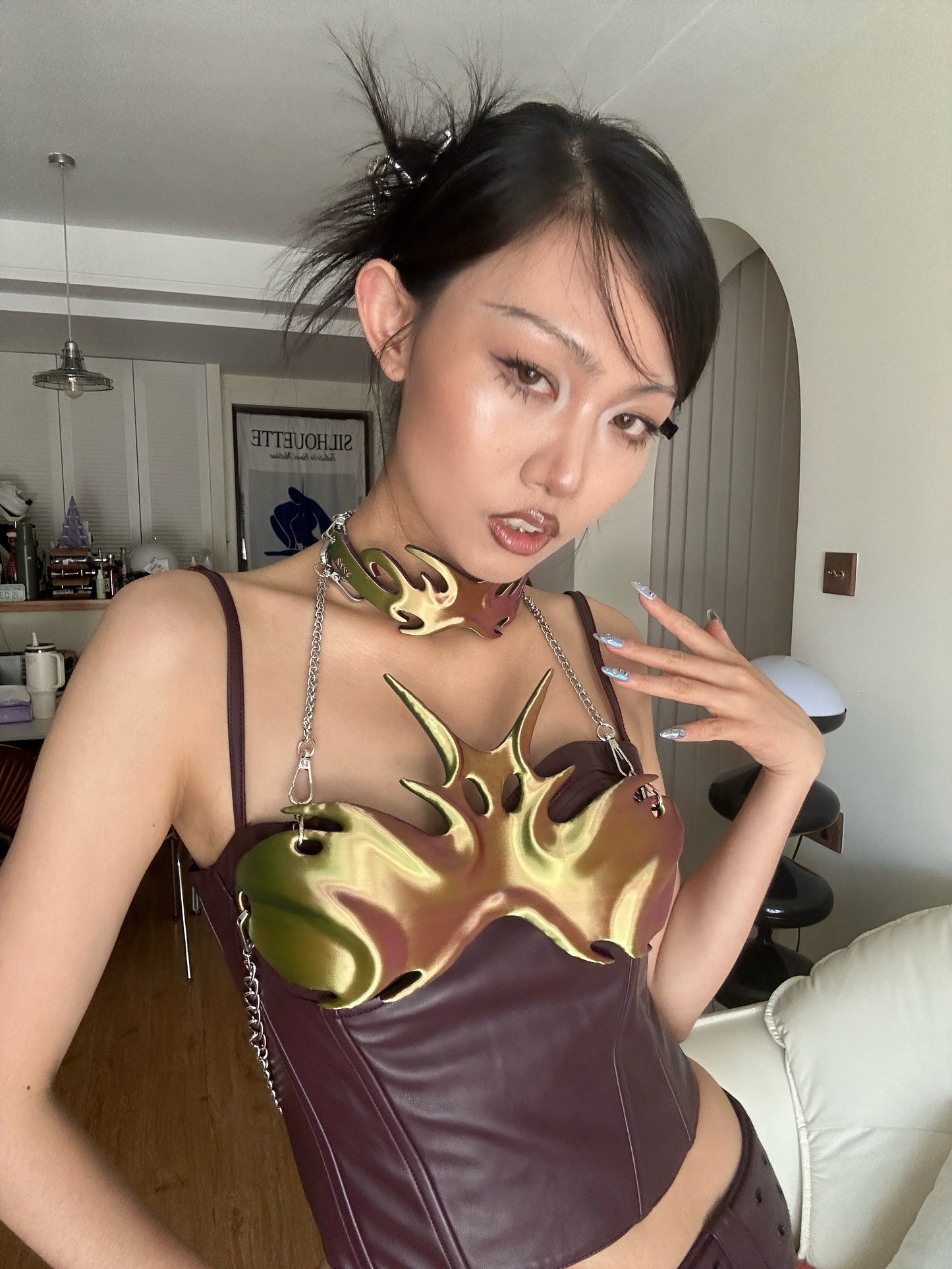 YALA.Lab | 3D Printed Futuristic Mech-Jin Tech-Spangled Chameleon Armor Choker Set
