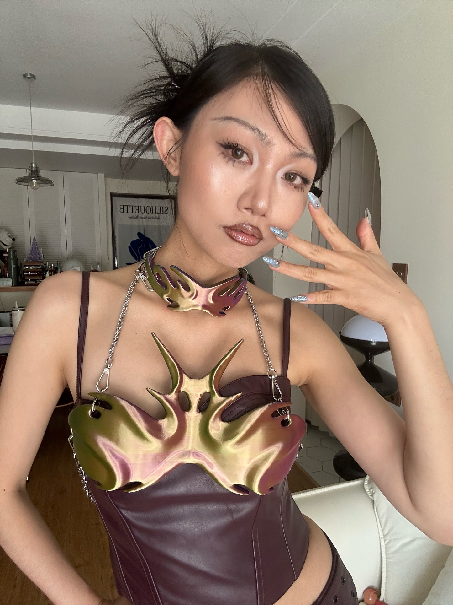 YALA.Lab | 3D Printed Futuristic Mech-Jin Tech-Spangled Chameleon Armor Choker Set