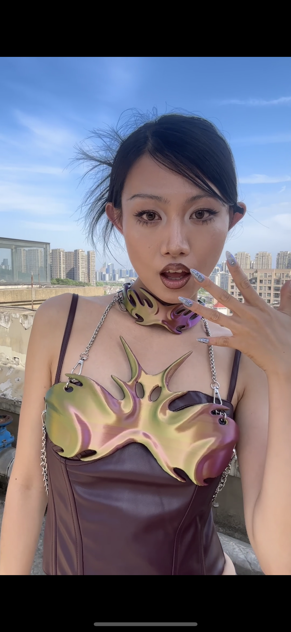 YALA.Lab | 3D Printed Futuristic Mech-Jin Tech-Spangled Chameleon Armor Choker Set