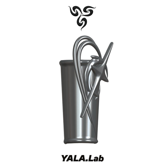 YALA.Lab | 3D printed tetrahedron futuristic tech-themed electronic Y3K girl gauntlets