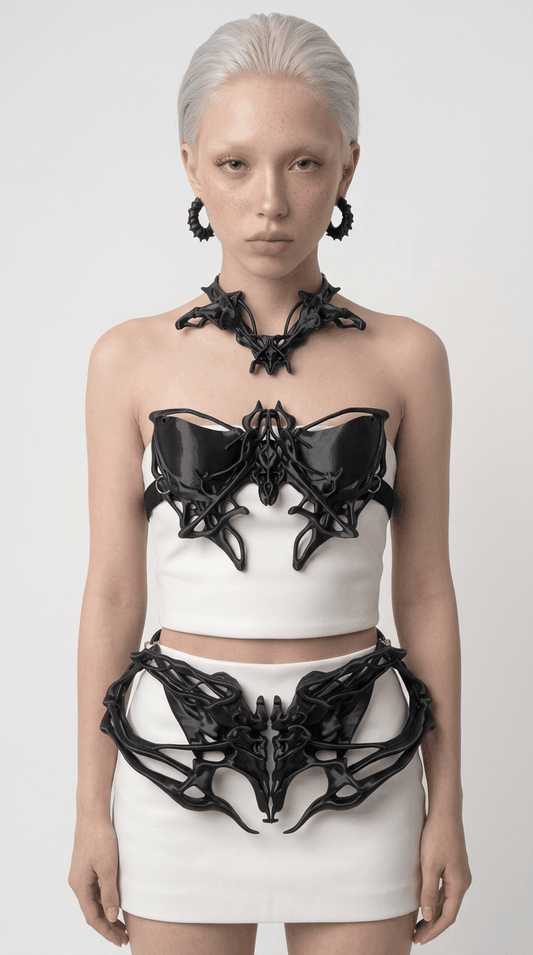 YALA.Lab 3D Printed Cybernetic Butterfly Breastplate & Futuristic Wearable Art