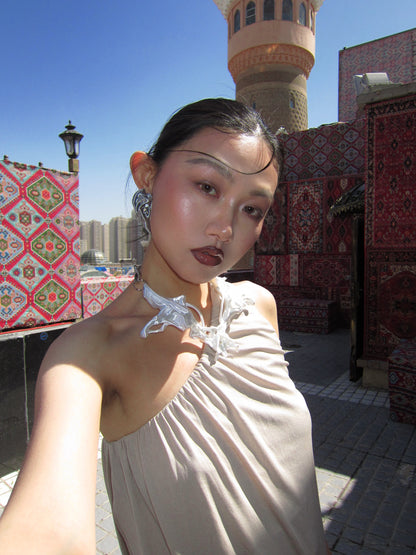 YALA.Lab｜3D-printed bone-wing futuristic Y3K girl choker