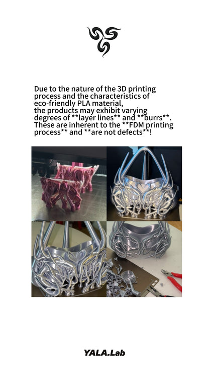 YALA.Lab | 3D-printed futuristic totem heart thorns Y3K cool girl custom bag