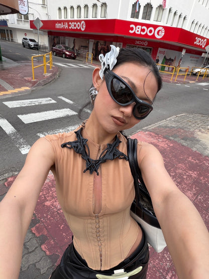 YALA.Lab｜3D-printed bone-wing futuristic Y3K girl choker