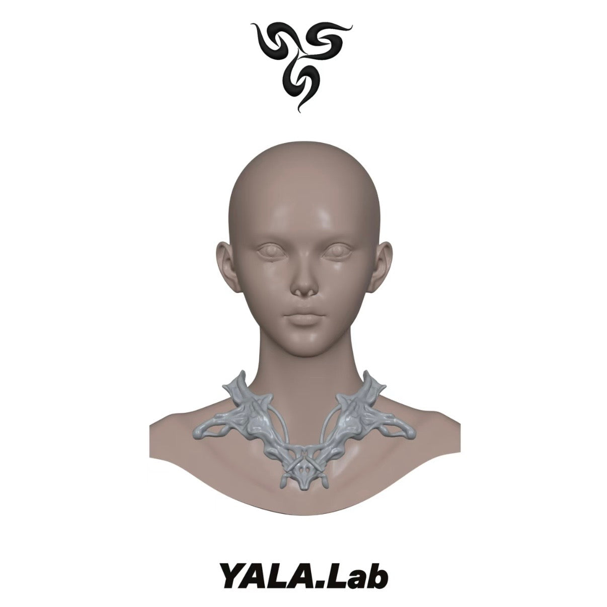 YALA.Lab｜3D-printed bone-wing futuristic Y3K girl choker