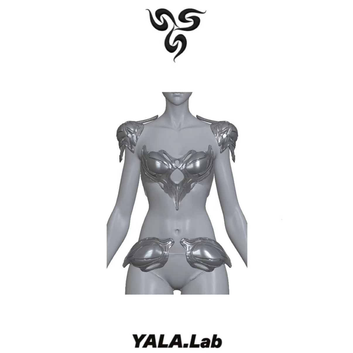 YALA.Lab | 3D Printed Futuristic Cyber Female Armor Y3K Unique and Limited Edition Hairpin Set
