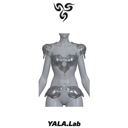 YALA.Lab | 3D Printed Futuristic Cyber Female Armor Y3K Unique and Limited Edition Hairpin Set