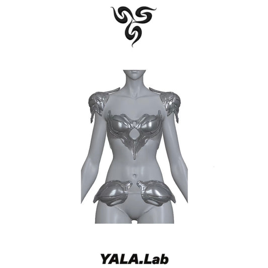 YALA.Lab | 3D Printed Futuristic Cyber Female Armor Y3K Unique and Limited Edition Hairpin Set