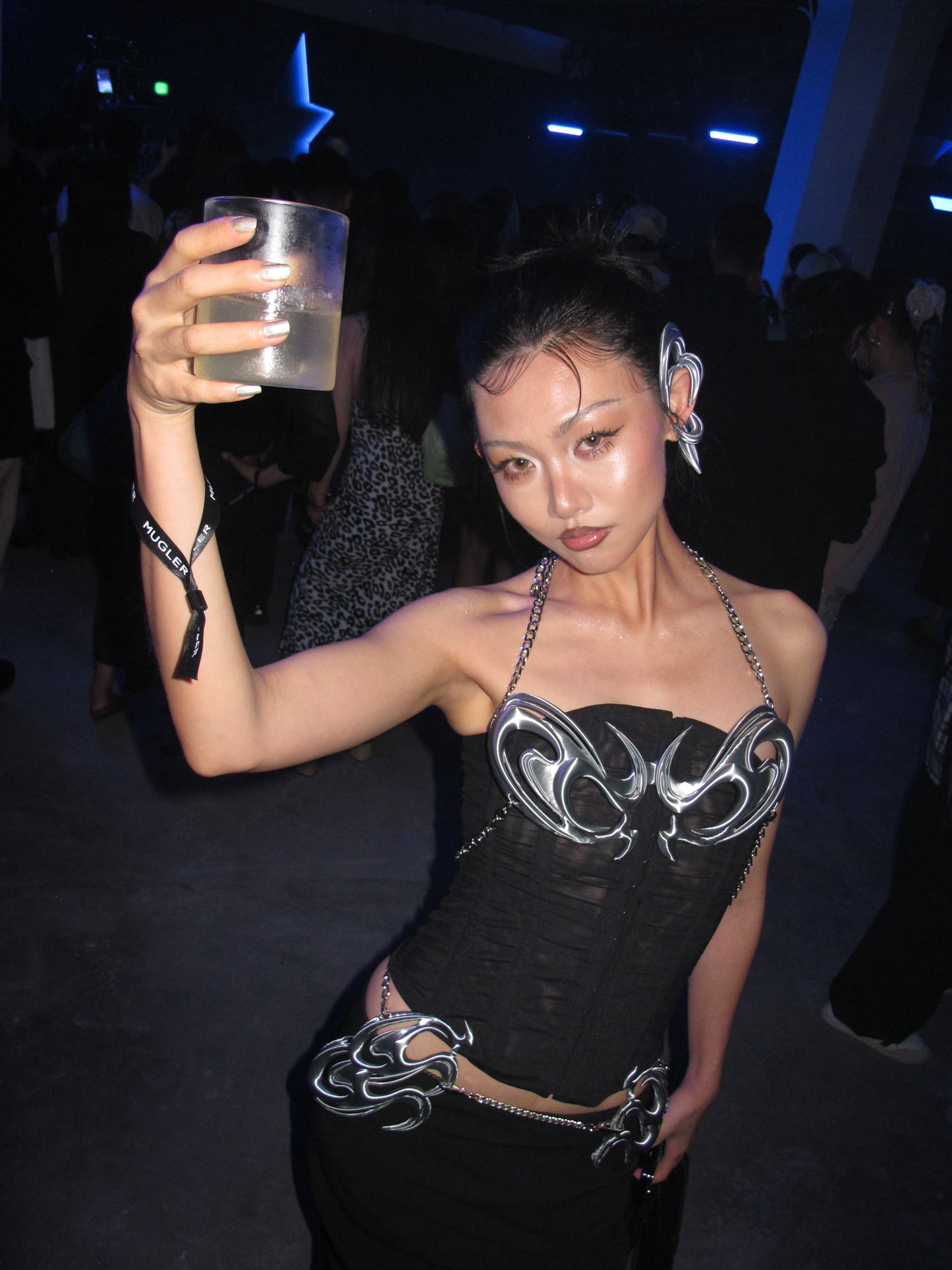 YALA.Lab | 3D Printed Future Mechanical Y3K Spicy Girl Totem Chest Armor and Waist Armor • Blue Chameleon Chest
