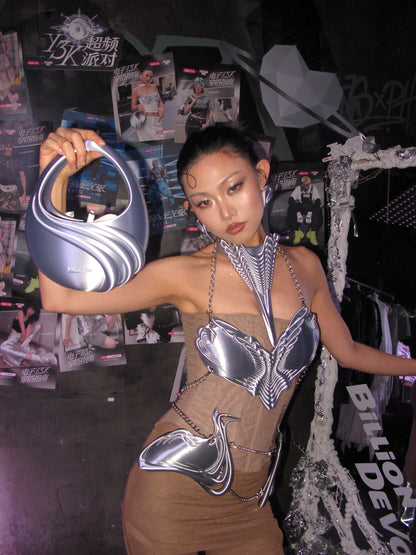 YALA.Lab | 3D Printed Futuristic Y3K Eggshell Bag with Streamlined Tech Sensation