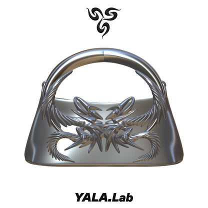 YALA.Lab | 3D Printed Cyber Mantis Handle Bag - Futuristic Tech Sensation Y3K Bag • Silver Handle Bag