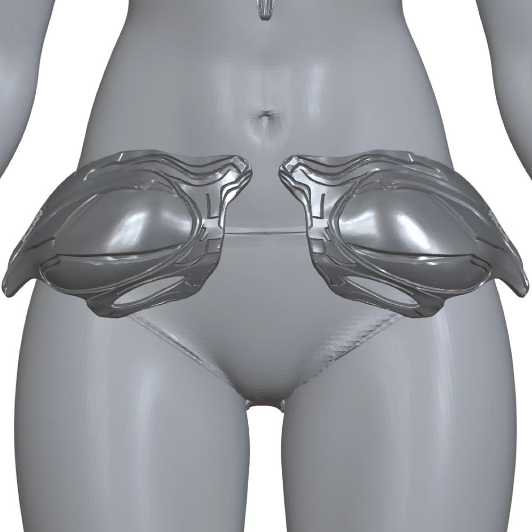 YALA.Lab | 3D Printed Futuristic Cyber Female Armor Y3K Unique and Limited Edition Hairpin Set