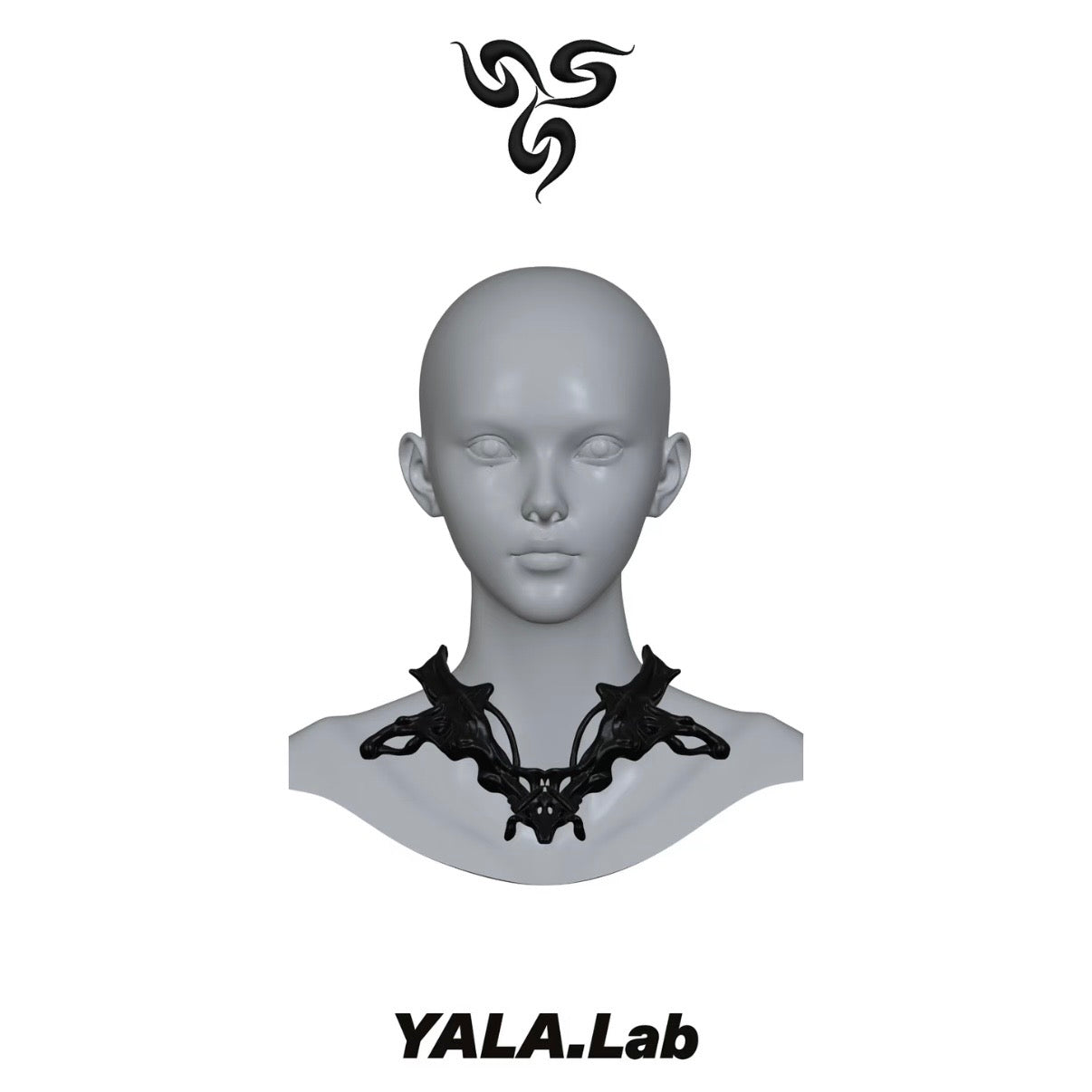YALA.Lab｜3D-printed bone-wing futuristic Y3K girl choker