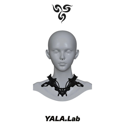 YALA.Lab｜3D-printed bone-wing futuristic Y3K girl choker