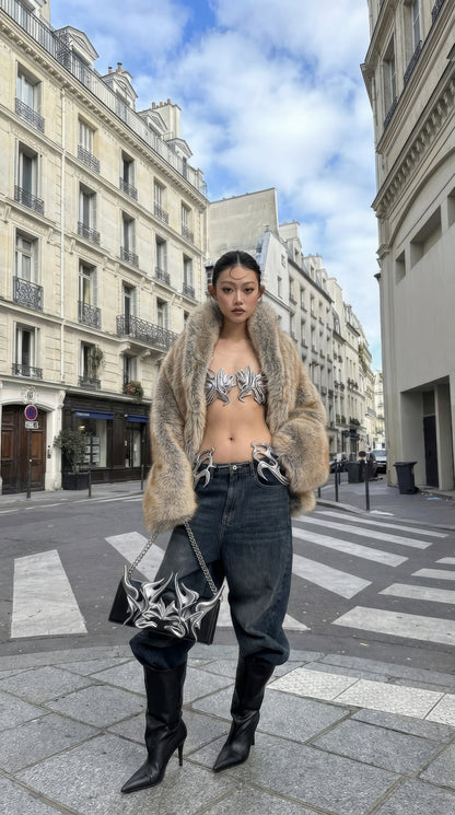 YALA.Lab | 3D-Printed Futuristic Cyber Orchid Totem Y3K Personalized Crossbody Chain Bag