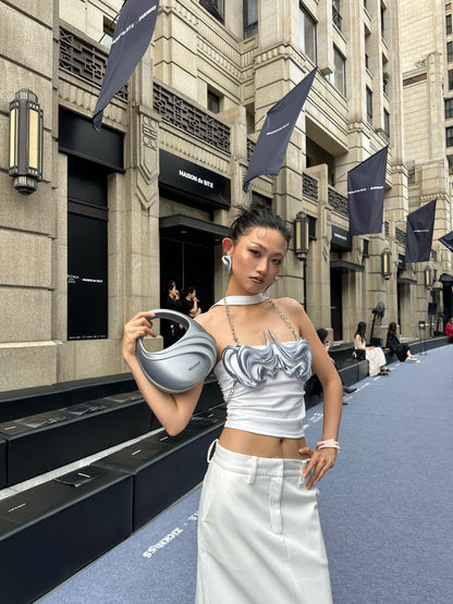 YALA.Lab | 3D Printed Futuristic Y3K Eggshell Bag with Streamlined Tech Sensation