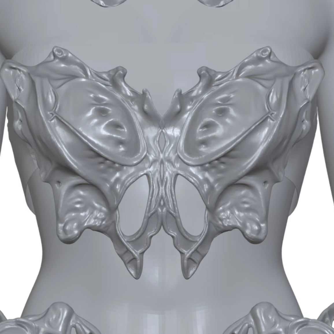 YALA.Lab｜3D Printed Cyber White Transparent Glossy Futuristic Niche Design Shoulder Pauldron and Necklace Set