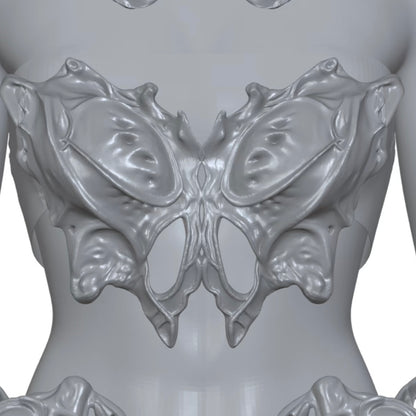 YALA.Lab｜3D Printed Cyber White Transparent Glossy Futuristic Niche Design Shoulder Pauldron and Necklace Set