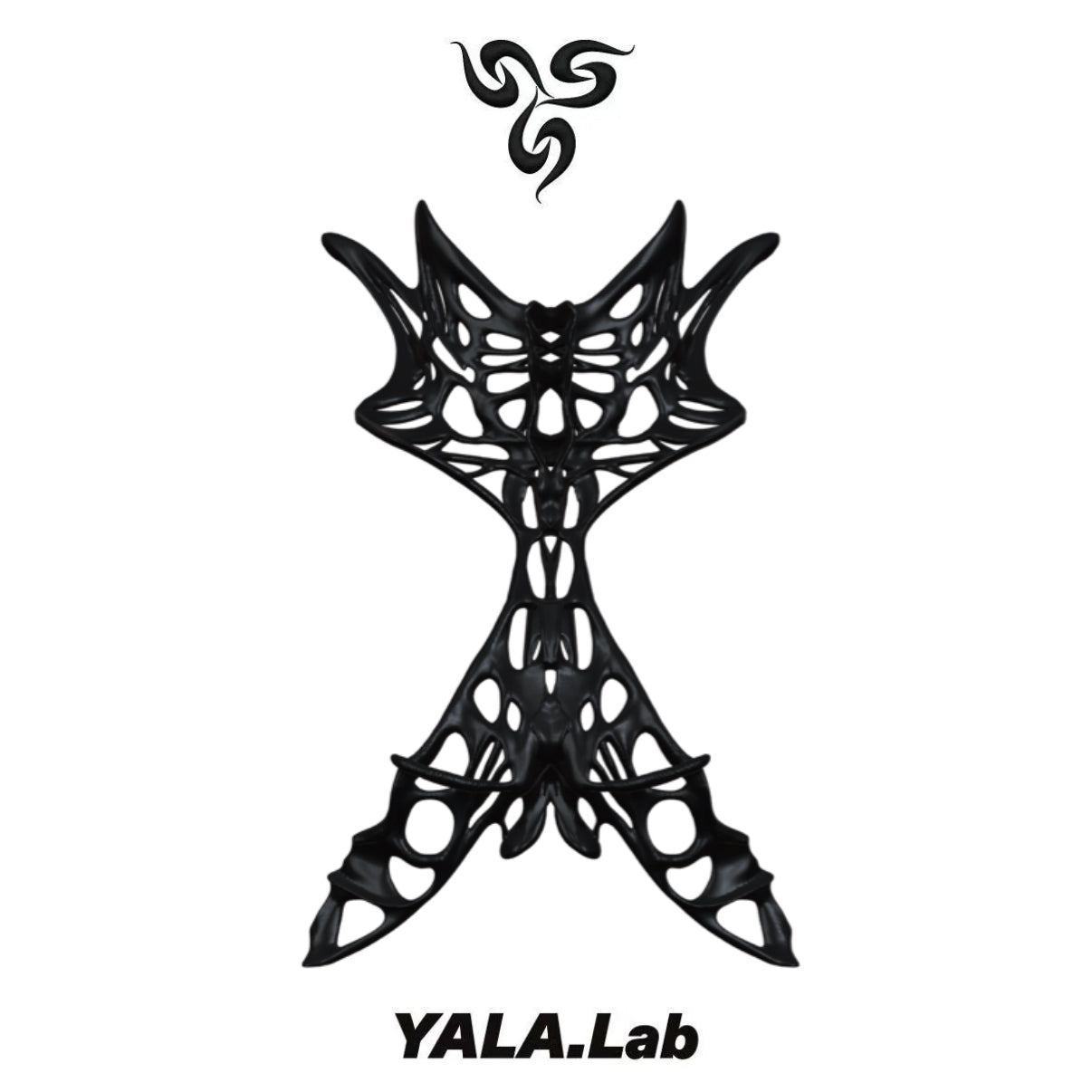 YALA.Lab｜3D-printed dark skeletal mesh choker & waist belt