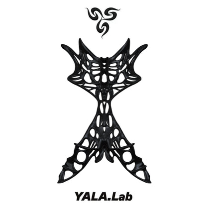 YALA.Lab｜3D-printed dark skeletal mesh choker & waist belt