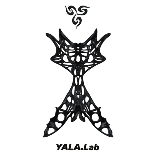 YALA.Lab｜3D-printed dark skeletal mesh choker & waist belt