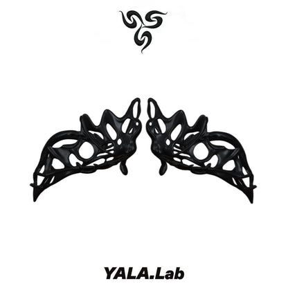 YALA.Lab｜3D-printed dark skeletal mesh choker & waist belt