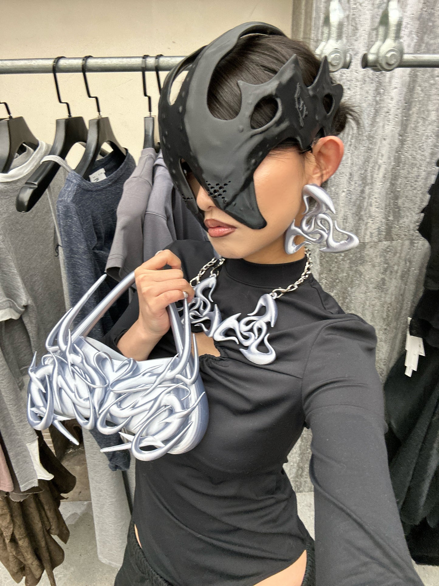 YALA.Lab | 3D-printed futuristic totem heart thorns Y3K cool girl custom bag