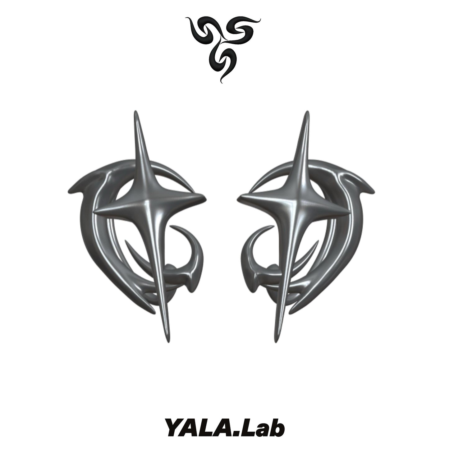 YALA.Lab | 3D printed tetrahedron futuristic tech-themed electronic Y3K girl accessory