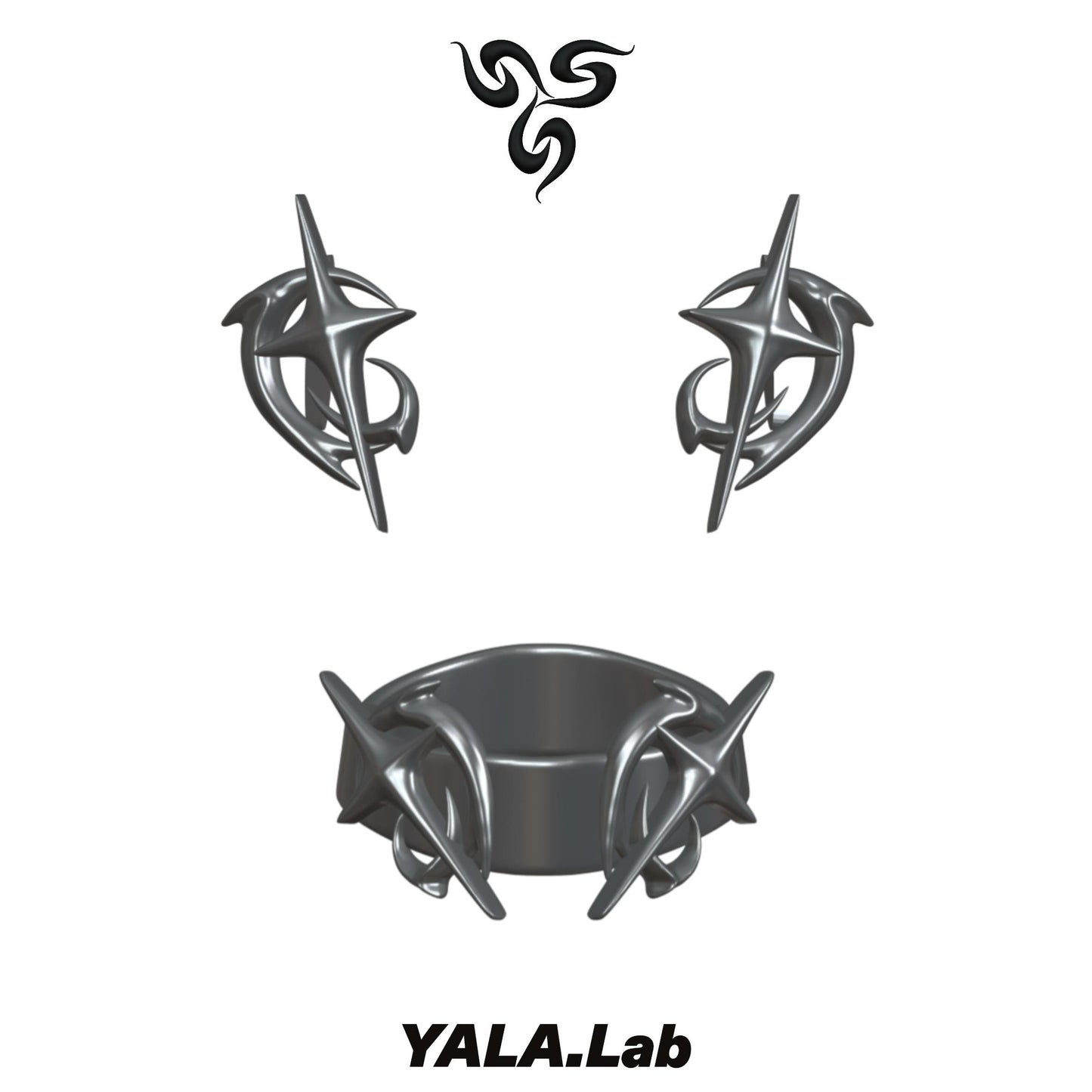 YALA.Lab | 3D printed tetrahedron futuristic tech-themed electronic Y3K girl accessory