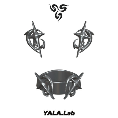 YALA.Lab | 3D printed tetrahedron futuristic tech-themed electronic Y3K girl accessory