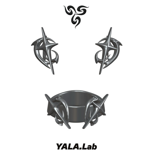 YALA.Lab | 3D printed tetrahedron futuristic tech-themed electronic Y3K girl accessory