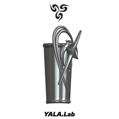 YALA.Lab | 3D printed tetrahedron futuristic tech-themed electronic Y3K girl gauntlets