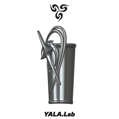YALA.Lab | 3D printed tetrahedron futuristic tech-themed electronic Y3K girl gauntlets