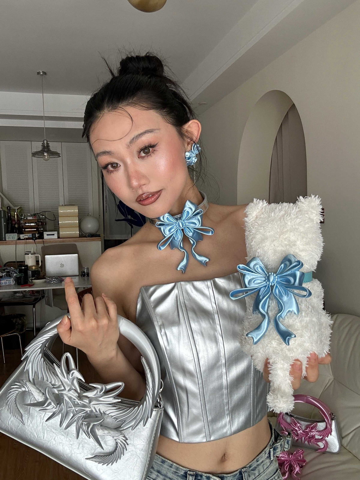 3d printed cute bow choker dog collar by YALA Lab