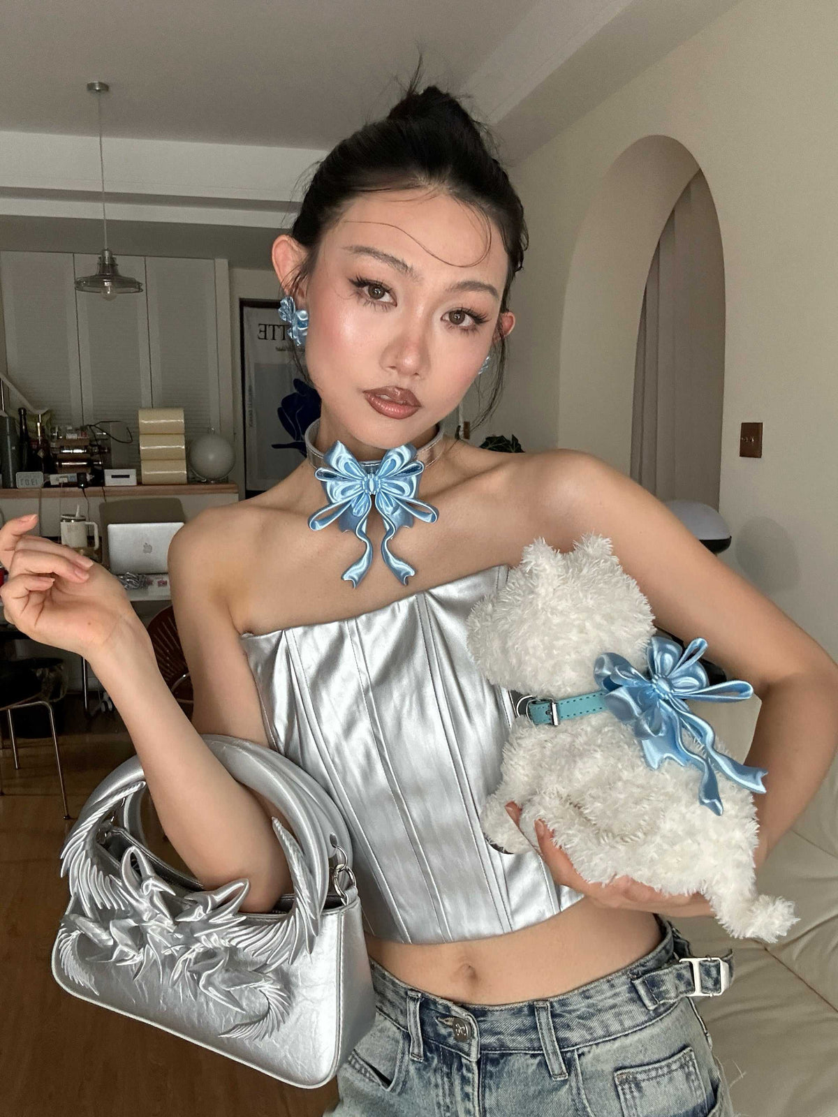 3d printed cute bow choker dog collar by YALA.Lab